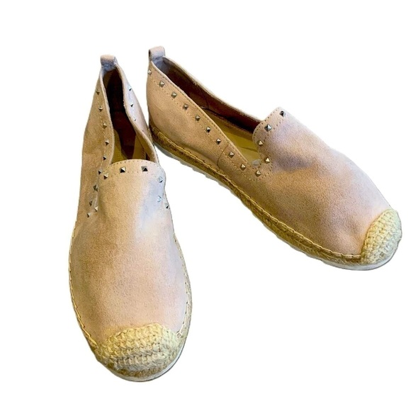 Marc Fisher Light Pink Studded Faux Suede Slip-On Espadrilles Size 7.5 - Picture 1 of 10